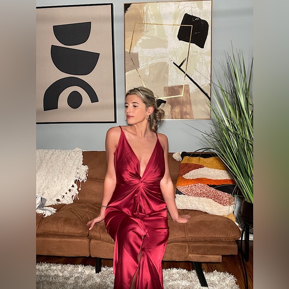 SHEIN | Dresses | Shein Belle Twist Drapes Mermaid Hem Satin Cami 